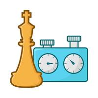 Rey ajedrez con hora ilustración vector