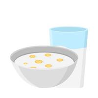 cereal  in bowl with milk illustration vector