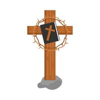 bibble book in christian cross religious  illustration vector