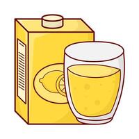 box lemon juice with glass lemon juice illustration vector