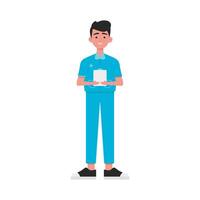 nurse bring a paper illustration vector