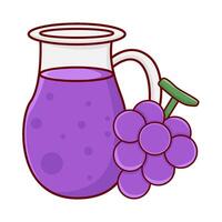 teapot grape juice with grape fruit illustration vector