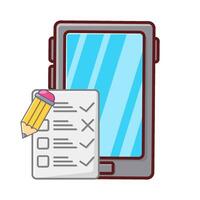 mobile phone, task list with pencil illustration vector