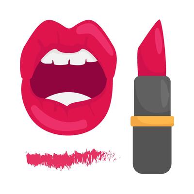 lips, lipstick with tester lipstick illustration