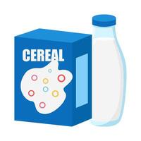 caja cereal con botella Leche ilustración vector