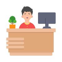 front desk in table work illustration vector