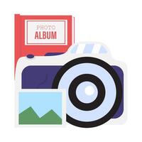 camera photo, picture with album book picture illustration vector