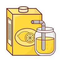 box lemon juice with glass lemon juice illustration vector