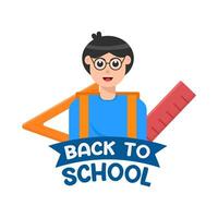 back to school text , student with stationary illustration vector