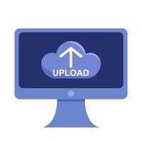 upload in cloud with in computer illustration vector