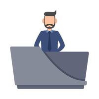 front desk  in table work illustration vector