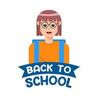 back to school text with student illustration vector