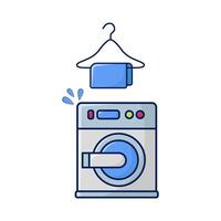 washing machine with towel hanging illustration vector