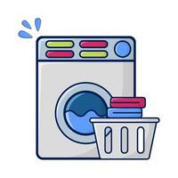 washing machine with laundry in basket illustration vector