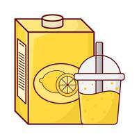 box lemon juice with cup lemon juice illustration vector