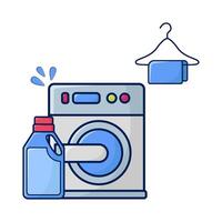 washing machine, bottle detergent with washing machine illustration vector