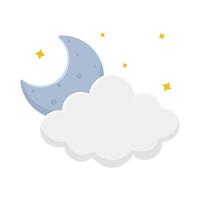 cloud moon with sparkle illustration vector