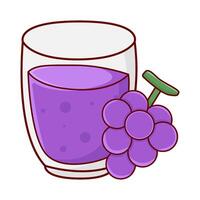 glass grape juice with grape fruit illustration vector