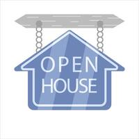 open house  in sign board  hanging illustration vector