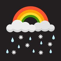 rainbow with rain illustration vector