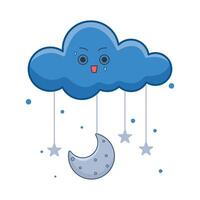 moon with star in cloud illustration vector