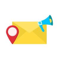 email, location with megaphone illustration vector