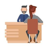 front desk in table work serve customers illustration vector