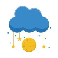 moon with star in cloud illustration vector