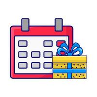 calendar with gift box illustration vector