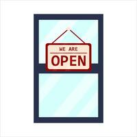 now open in door illustration vector