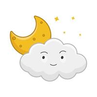 cloud moon with sparkle illustration vector