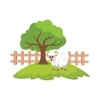 Illustration of sheep in the garden vector