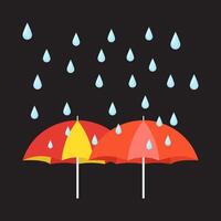 rain with umbrella illustration vector