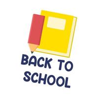 back to school text , pencil with book illustration vector