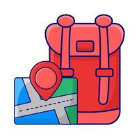 backpack school with maps illustration vector