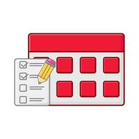 tarea lista, lápiz con calendario ilustración vector