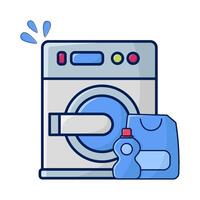 washing machine with bottle detergent illustration vector