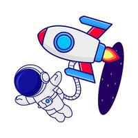 cohete con astronauta ilustración vector