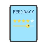 revisión estrella con emoji en lengüeta ilustración vector