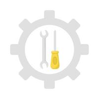 wrench tools with screwdriver in  setting illustration vector