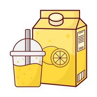 box lemon juice with cup lemon juice illustration vector