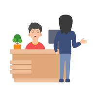 front desk with customer illustration vector