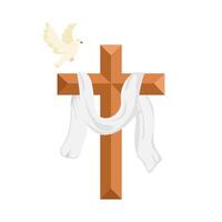 christian cross religious with bird illustration vector