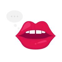 lips pink women with speech bubble illustration vector