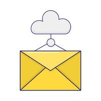 email with cloud data illustration vector