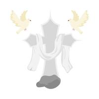 christian cross religious with bird illustration vector