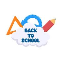 back to school text  with stationary illustration vector