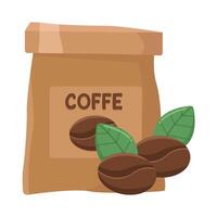 coffee bag with coffee beans illustration vector