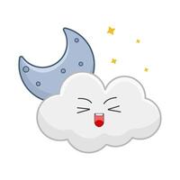 cloud moon with sparkle illustration vector