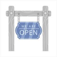 open in sign board  hanging illustration vector